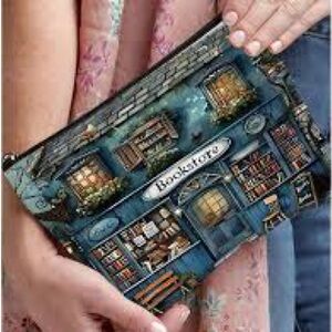Charming Blue Bookstore Pouch/Clutch